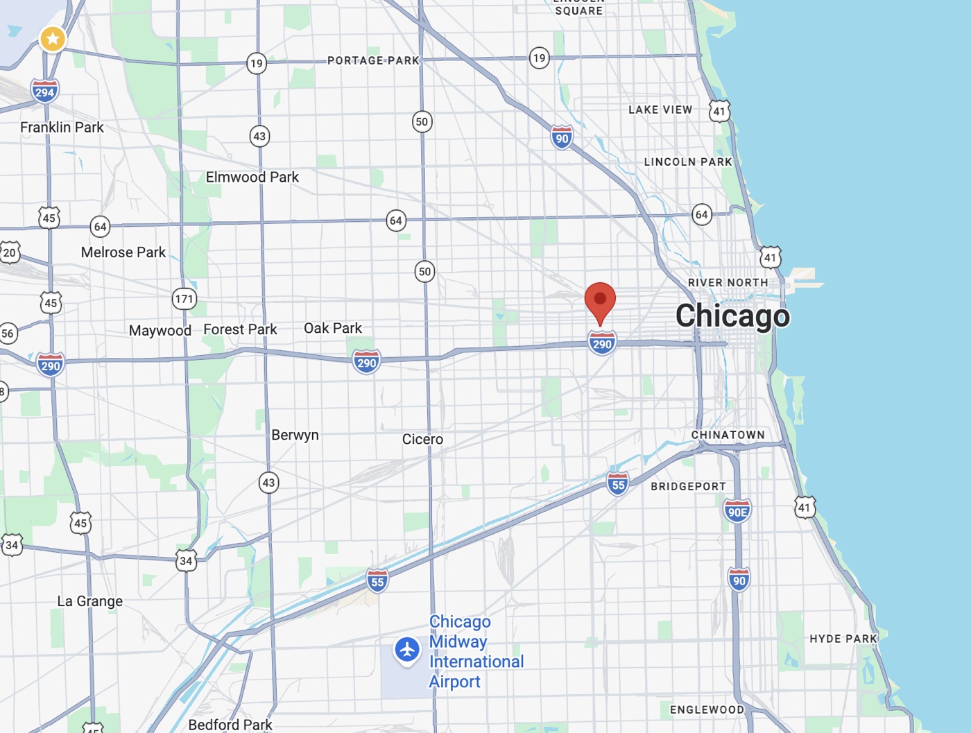 Map of Chicago showing the J&J Cleaning Services service area